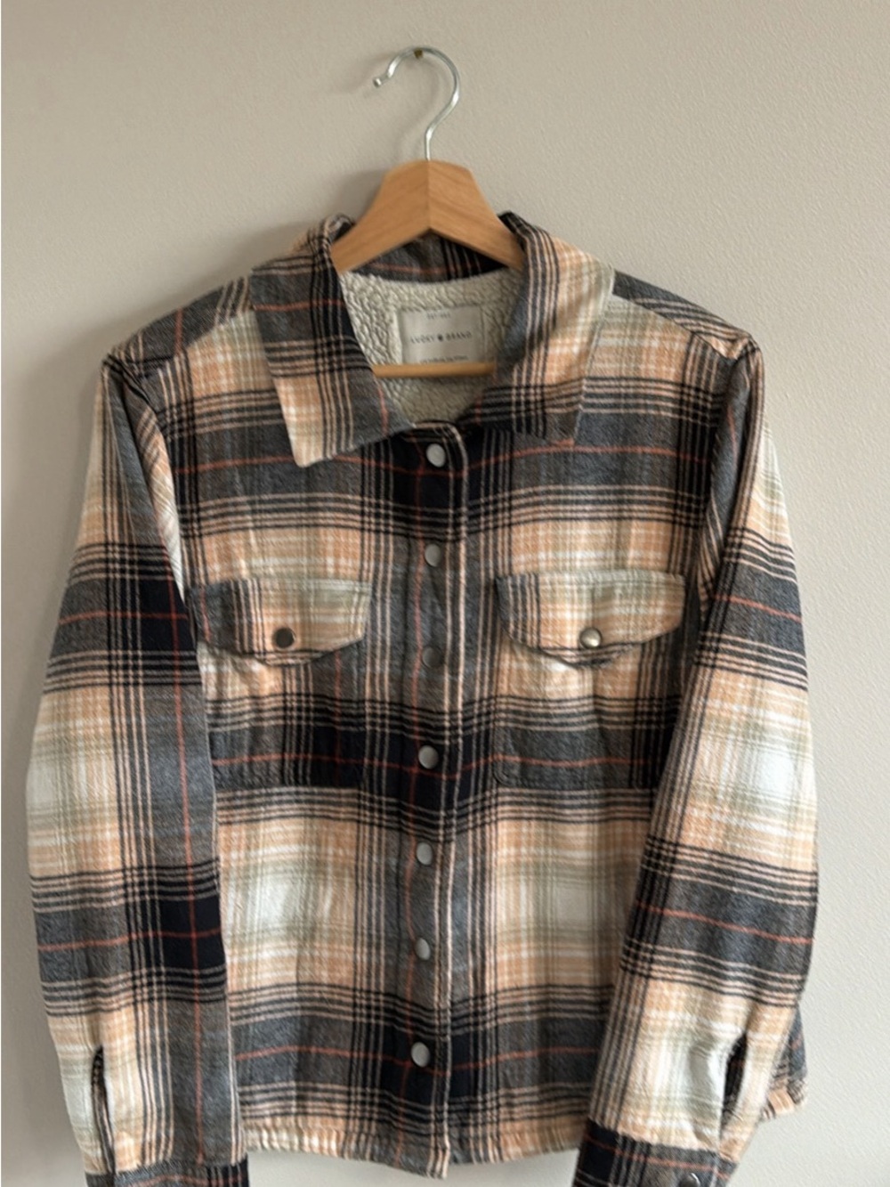 Lucky Brand Plaid Jacket in Cream, Gray & Brown